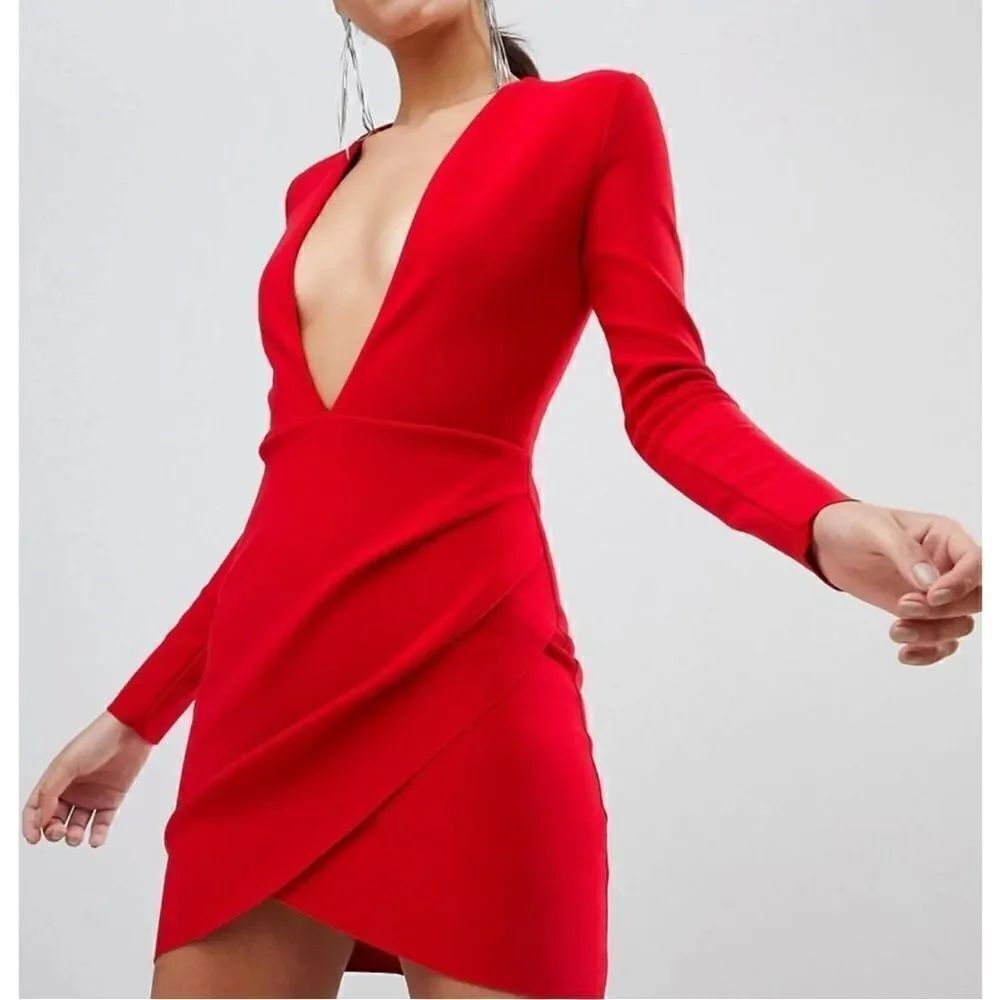 Bec + Bridge Long Sleeve Bodycon Mini Dress In Red Size 4